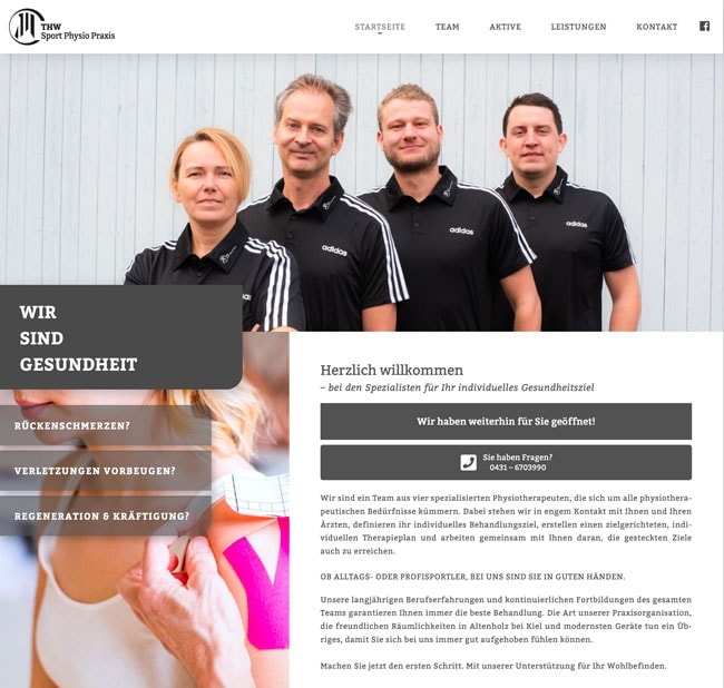 thw pysio website pixelwerft kiel