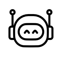Illustration eines Robotergesichts mit Antennen, symbolisiert KI/AI-Technologie.